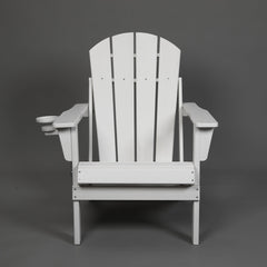 Folding Adirondack Chair with Dual Cup Holder - White