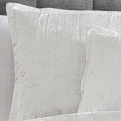 Turin 7 Piece White Crinkle Velvet Queen Comforter Ensemble