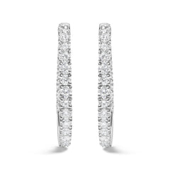 14K White Gold 5.00 Cttw Lab Grown Diamond Inside Out Hoop Earrings (F-G Color, VS1-VS2 Clarity)
