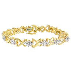 10k Yellow Gold Plated .925 Sterling Silver 2.00 Cttw Round-Cut Diamond Link 7" Bracelet (H-I Color, I2-I3 Clarity)