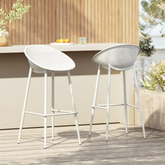 Modern Gable Outdoor Barstool Set of 2 in White