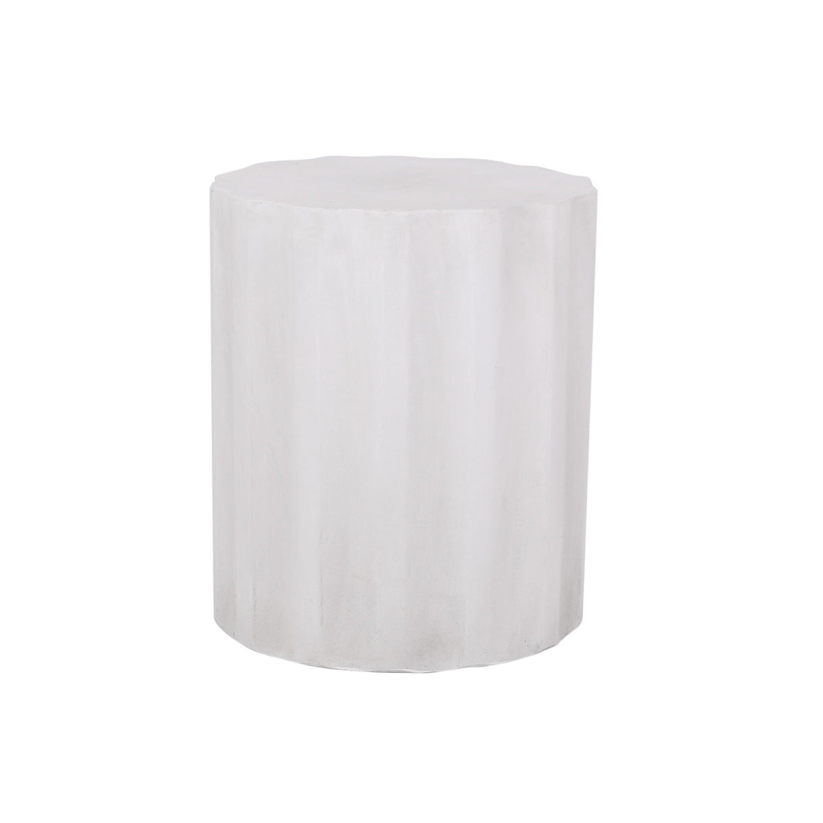 Outdoor End Table With Soft Wave Edge - Antique White