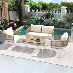 K&K 4-Piece Boho Rope Patio Furniture Set