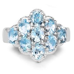 3.24 Carat Genuine Blue Topaz .925 Sterling Silver Ring
