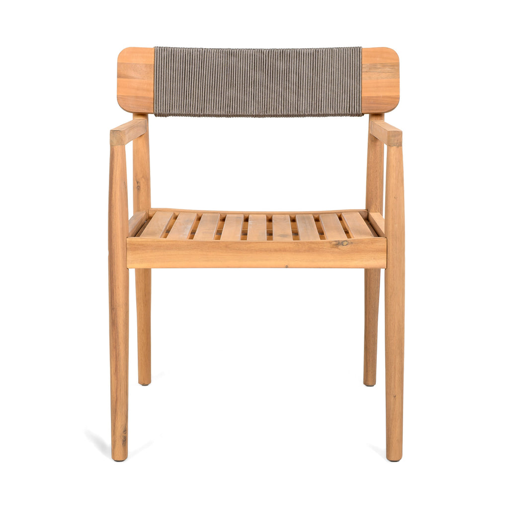 Patio Set Outdoor Acacia Wood Furniture Sets - Braided Dining Chairs & Dining Table