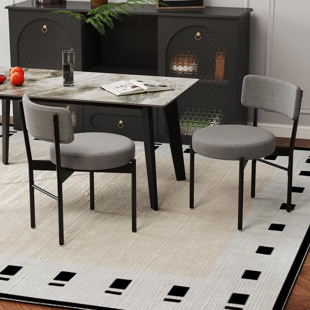 Dining Chair Set of 2 with Curved Backrest and Padded Seat-Gray