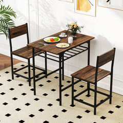Dining Table Set with Metal Frame and Storage Rack