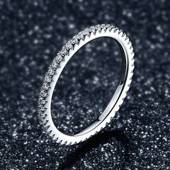 925 Sterling Silver Platinum Plated CZ Pavé Setting Ring Size 5.0 for Women