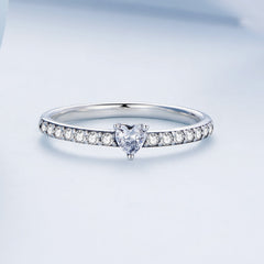 925 Sterling Silver Oxidized Ring with Pavé Setting CZ, Size 6 for Women