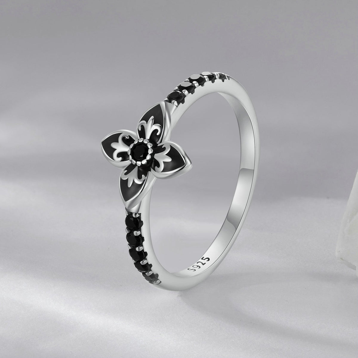 925 Sterling Silver Enamel 0.9x1.0cm Pendant Rings for Women