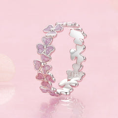 925 Sterling Silver Enamel Platinum Plated Ring Size 6 for Women