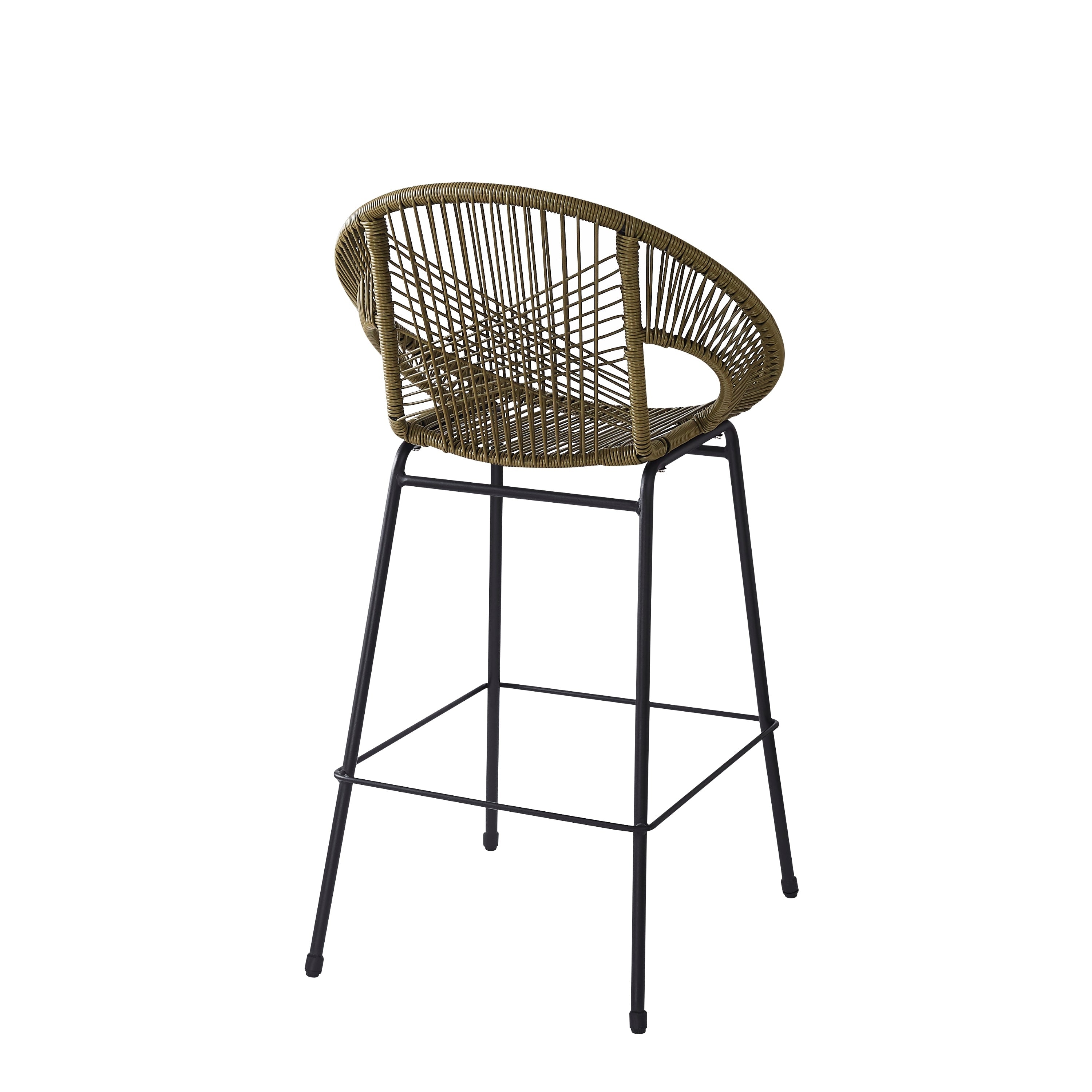 Ferrara Outdoor Patio Green Faux Wicker Barstool Set