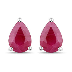 1.60 Carat Genuine Ruby 14K White Gold Earrings