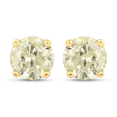 1.12 Carat Genuine LB Diamond 14K Yellow Gold Earrings