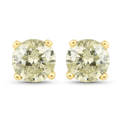 1.15 Carat Genuine LB Diamond 14K Yellow Gold Earrings