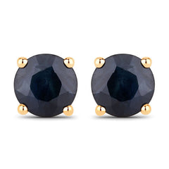 1.70 Carat Genuine Blue Sapphire 10K Yellow Gold Earrings