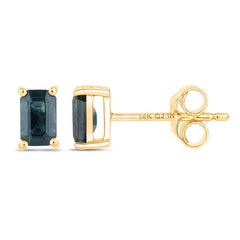0.80 Carat Genuine Blue Sapphire 14K Yellow Gold Earrings