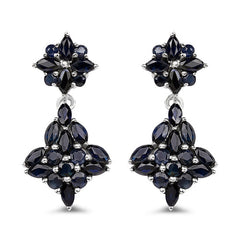 3.33 Carat Genuine Blue Sapphire .925 Sterling Silver Earrings
