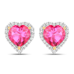 5.04 Carat Genuine Pink Topaz and White Topaz .925 Sterling Silver Earrings