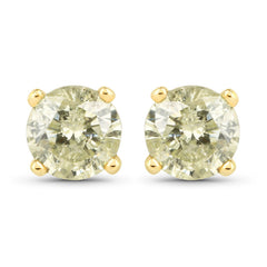 1.15 Carat Genuine LB Diamond 14K Yellow Gold Earrings