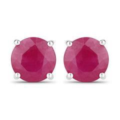0.86 Carat Genuine Ruby 14K White Gold Earrings