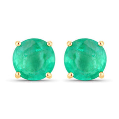 0.72 Carat Genuine Zambian Emerald 10K Yellow Gold Earrings