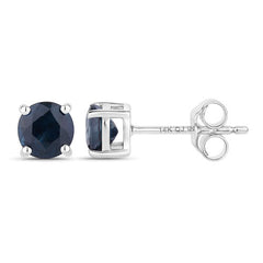1.30 Carat Genuine Blue Sapphire 14K White Gold Earrings