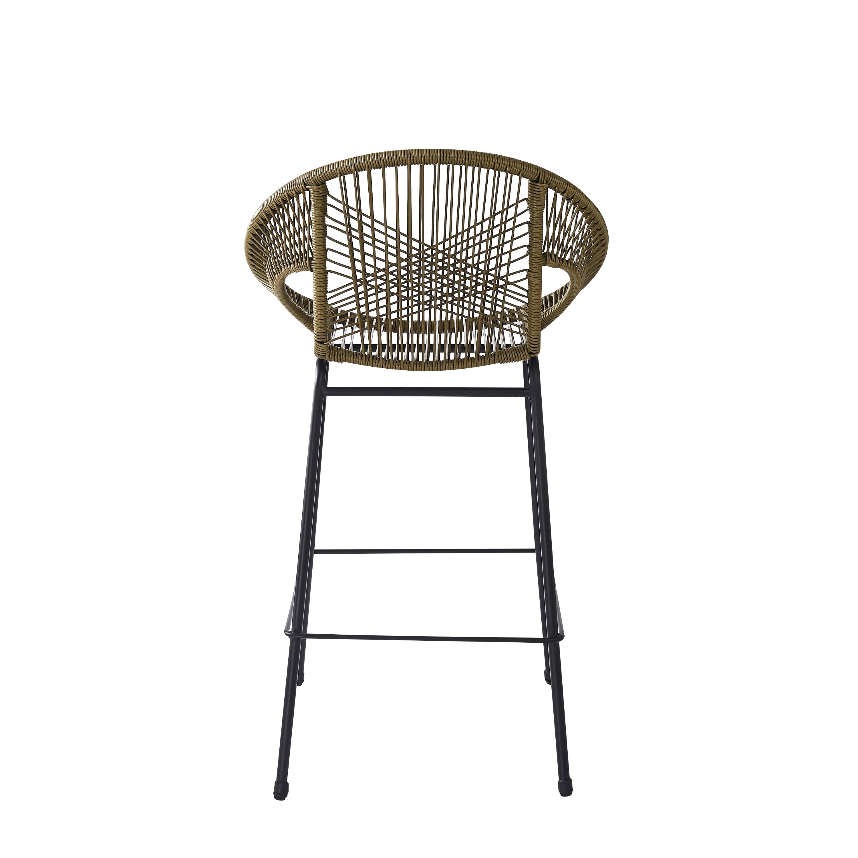 Ferrara Outdoor Patio Green Faux Wicker Barstool Set