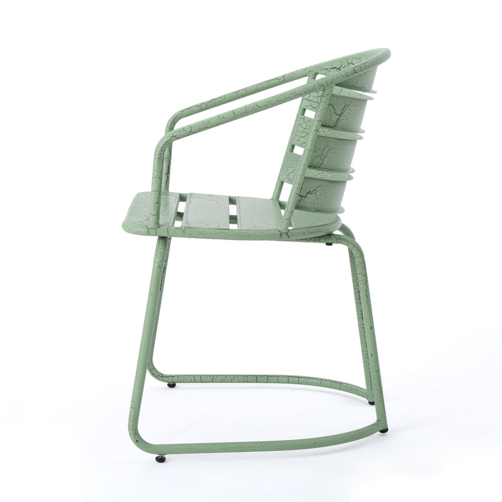 Santa Monica Bistro Set Modern Outdoor Dining Green Iron 3-Piece