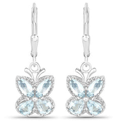 1.76 Carat Genuine Aquamarine .925 Sterling Silver Earrings