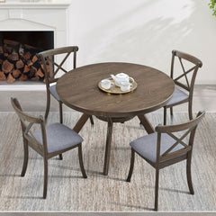 Wooden Dining Set Mid Century Modern Table and 4 Dining Chairs