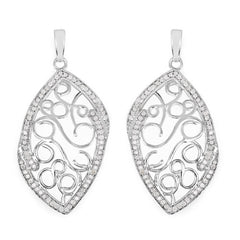 0.73 Carat Genuine White Diamond .925 Sterling Silver Earrings