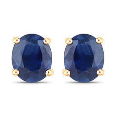 0.68 Carat Genuine Blue Sapphire 14K Yellow Gold Earrings