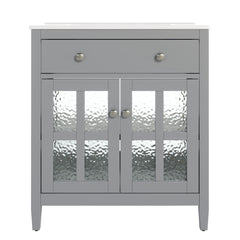 Bathroom Vanity With Ceramic Sink, Adjustable Shelf & Tip Out Tray