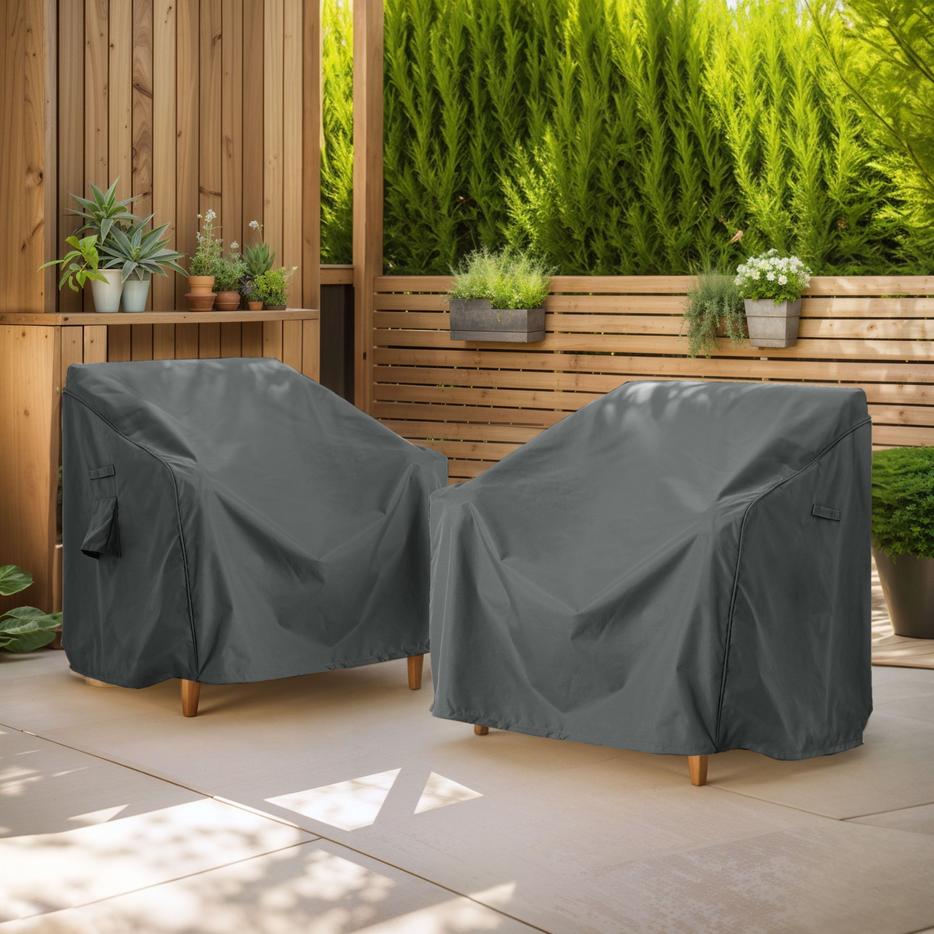 Outdoor Shield Patio Club Chair Cover in Dark Gray Fabric - 36 Inches