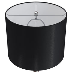 Lenuxe 24' Contemporary Metal Table Lamp Set in Polished Nickel with Black Silk-like Shade