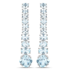 18K White Gold Plated 8.52 Carat Genuine Blue Topaz .925 Sterling Silver Earrings