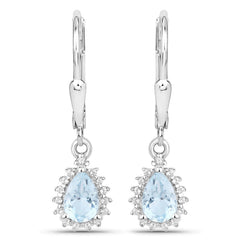 2.00 Carat Genuine Blue Topaz and White Topaz .925 Sterling Silver Jewelry Set
