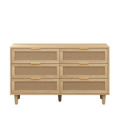 51.18' 6-Drawer Rattan Storage Cabinet Natural