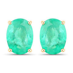 2.40 Carat Genuine Zambian Emerald 10K Yellow Gold Earrings