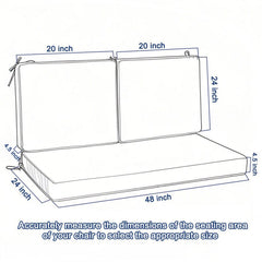 Set of 3 Outdoor Loveseat Cushion Set 48 x 24 Inch - Gray