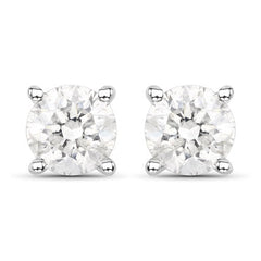 0.80 Carat Genuine White Diamond 14K White Gold Earrings