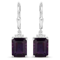6.63 Carat Genuine Amethyst .925 Sterling Silver Earrings