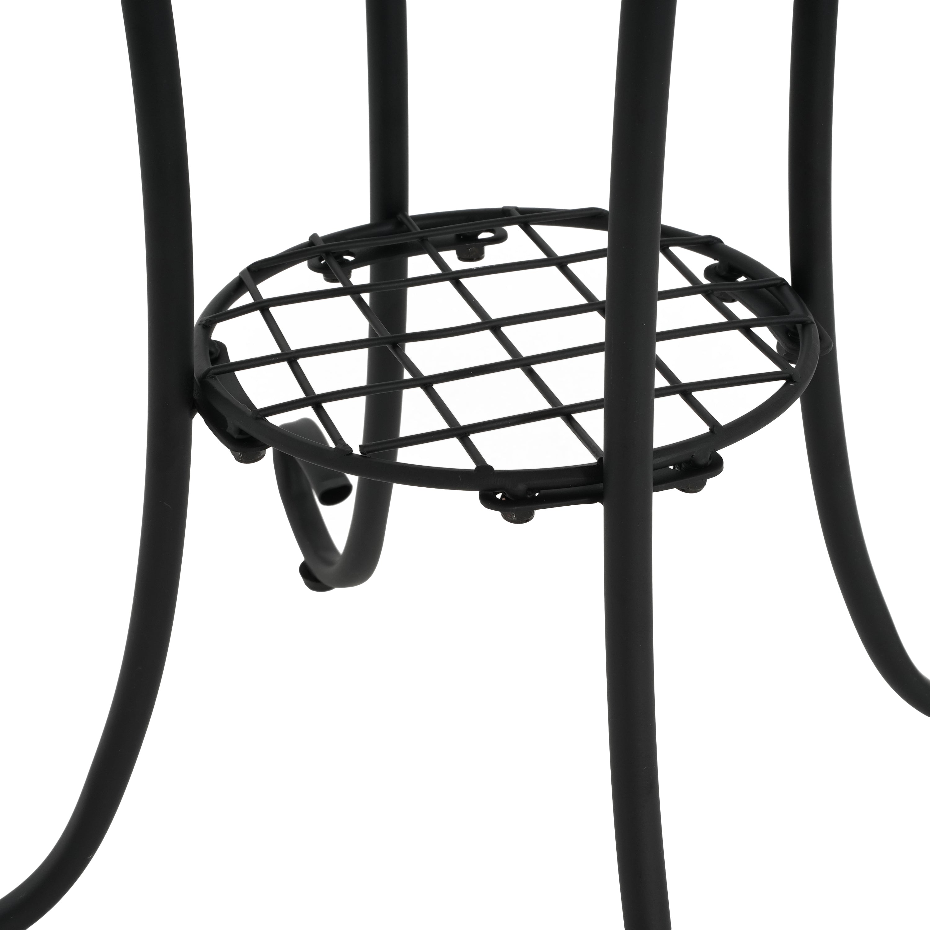 Ceramic Tile and Iron Patio Side Table with Shelf, Brown and Black