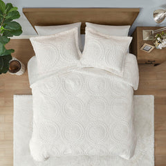 King/Cal King Embroidered Medallion Faux Fur Ultra Plush Comforter Mini Set