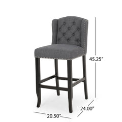 Fabric Tufted Counter Stool with Nailhead Accents - Set of 2