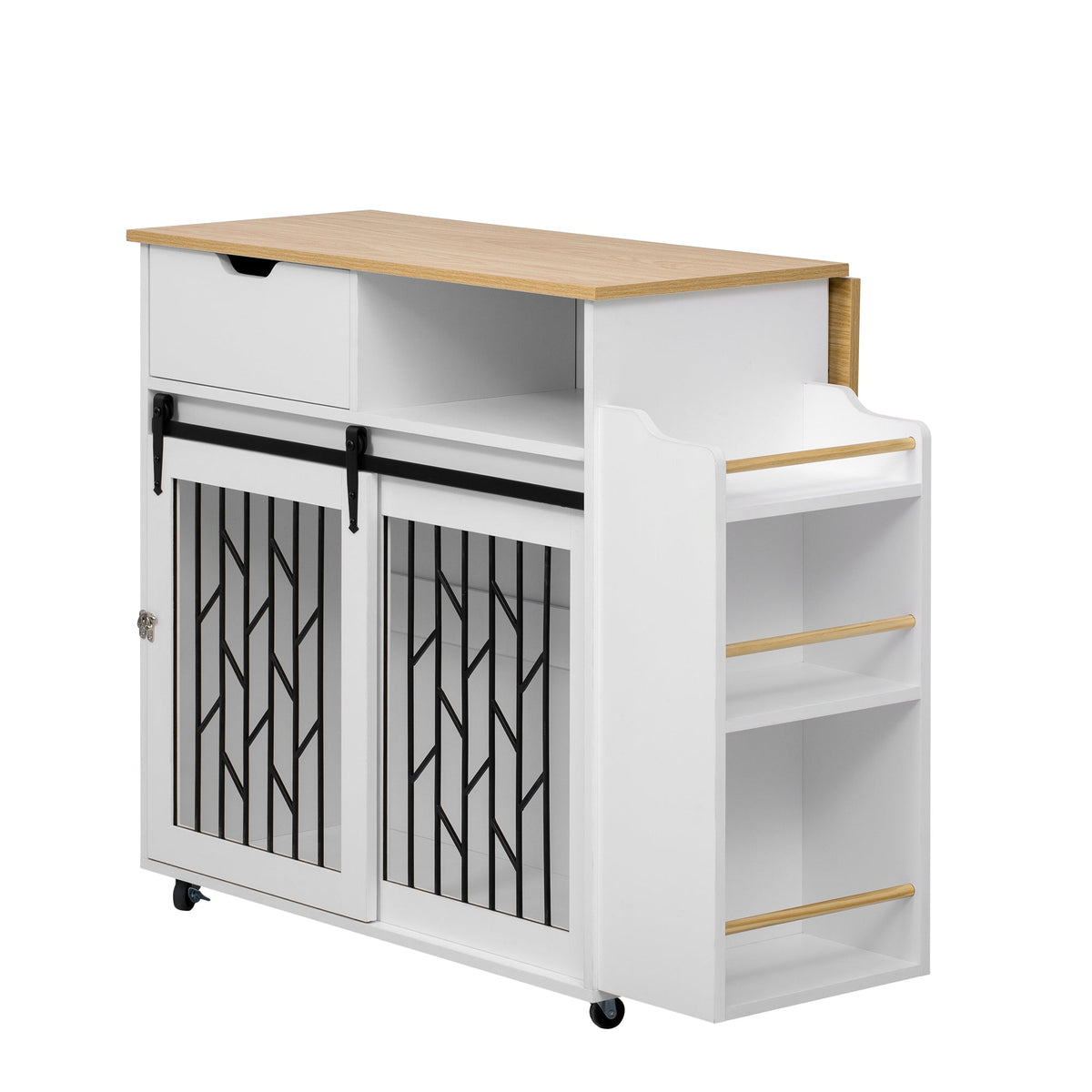 Modern Style 2-in-1 Pet Friendly Dog Crate Kitchen Island End Table