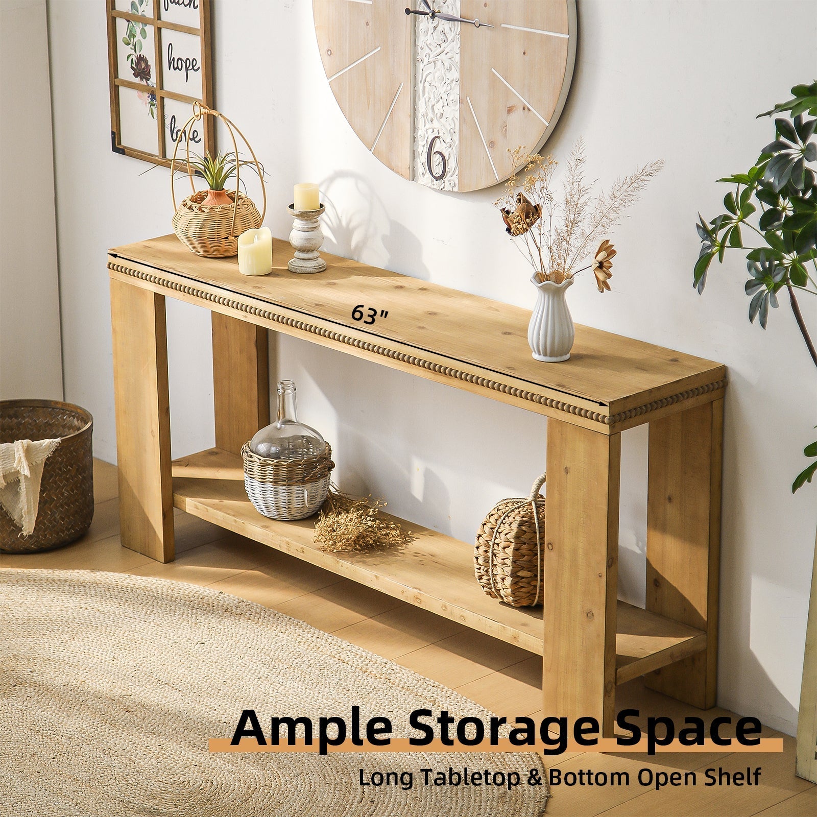 boho console table with storage