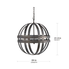 4 Light Galvanized Chandelier with Adjustable Chain