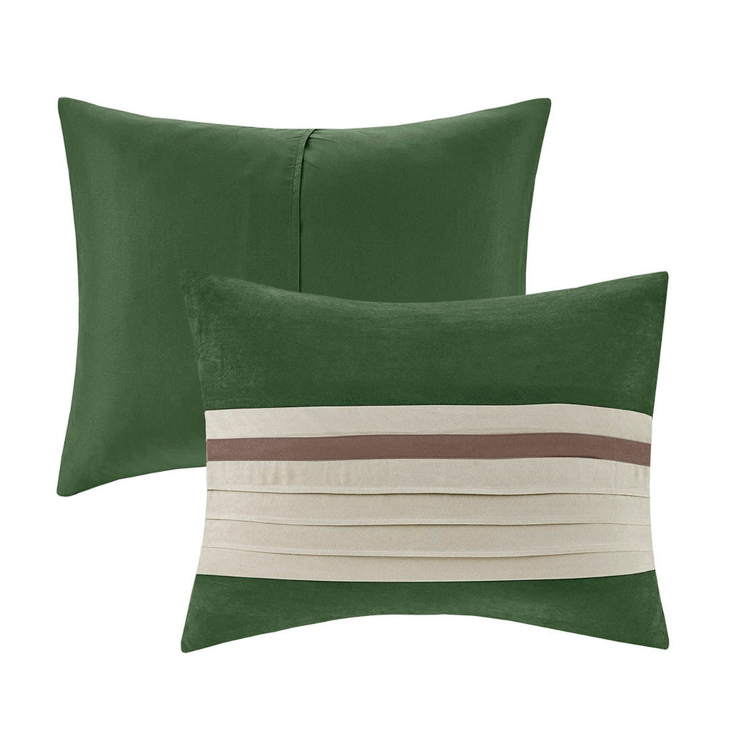 7 Pc Pieced Faux Suede Comforter Set Green King